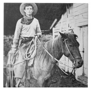 Amerikanischer Cowboy in Kansas, c.1880 (b/w Foto) Fliese