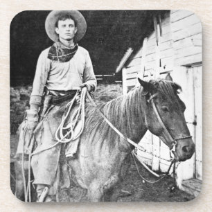 Amerikanischer Cowboy in Kansas, c.1880 (b/w Foto) Getränkeuntersetzer
