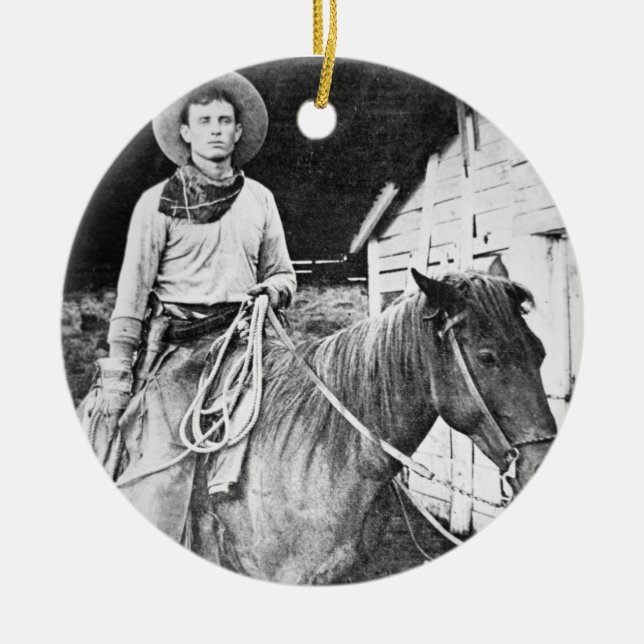 Amerikanischer Cowboy in Kansas, c.1880 (b/w Foto) Keramikornament (Vorne)