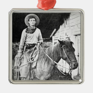 Amerikanischer Cowboy in Kansas, c.1880 (b/w Foto) Ornament Aus Metall