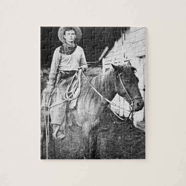 Amerikanischer Cowboy in Kansas, c.1880 (b/w Foto) Puzzle (Vertikal)