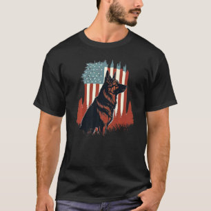 Amerikanischer Deutscher Schäferhund USA-Flagge T-Shirt