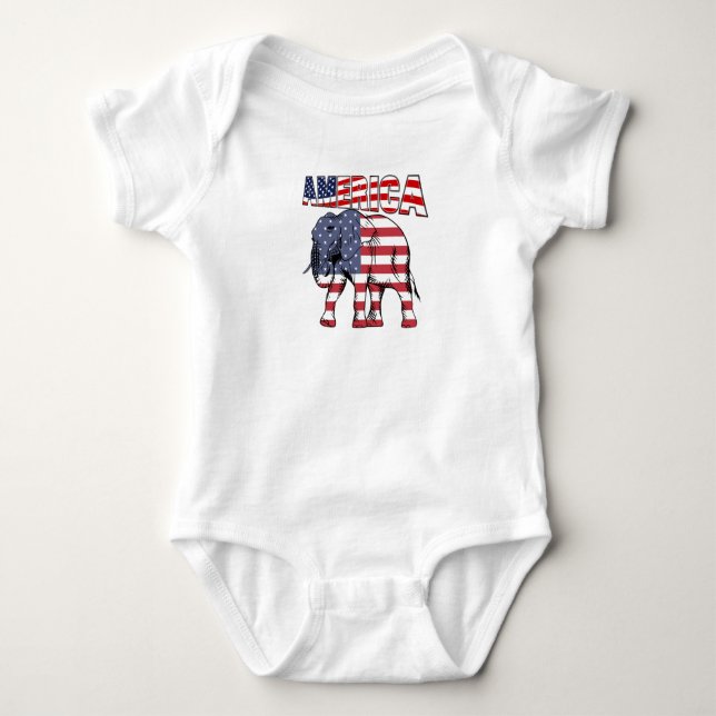 Amerikanischer Elefant Baby Strampler (Vorderseite)