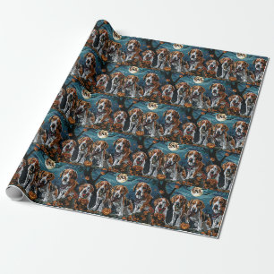 Amerikanischer Englisch Foxhound Halloween Gruseli Geschenkpapier