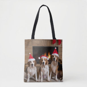 Amerikanischer Englisch Foxhound Kamin Weihnachten