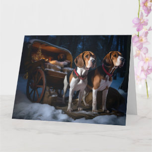 Amerikanischer Englisch Foxhound Schneeschlitten W Karte