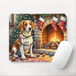 Amerikanischer Englisch Foxhound Weihnachtslichter Mousepad