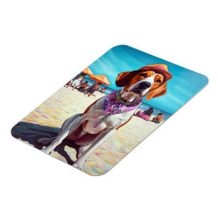 Amerikanischer Englisch-Fuchs hund am Strand, Somm Magnet
