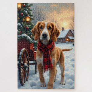 Amerikanischer English Foxhound Weihnachtskunst Puzzle