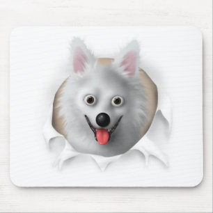 Amerikanischer Eskimo, der heraus sprengt Mousepad
