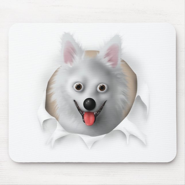 Amerikanischer Eskimo, der heraus sprengt Mousepad (Vorne)