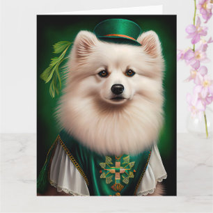 Amerikanischer Eskimo-Hund in St. Patrick’s Day-Kl Karte