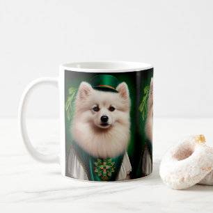 Amerikanischer Eskimo-Hund in St. Patrick's Day Kl Kaffeetasse