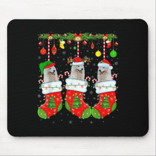 Amerikanischer Eskimo-Hund in Weihnachts-Socken Lu Mousepad