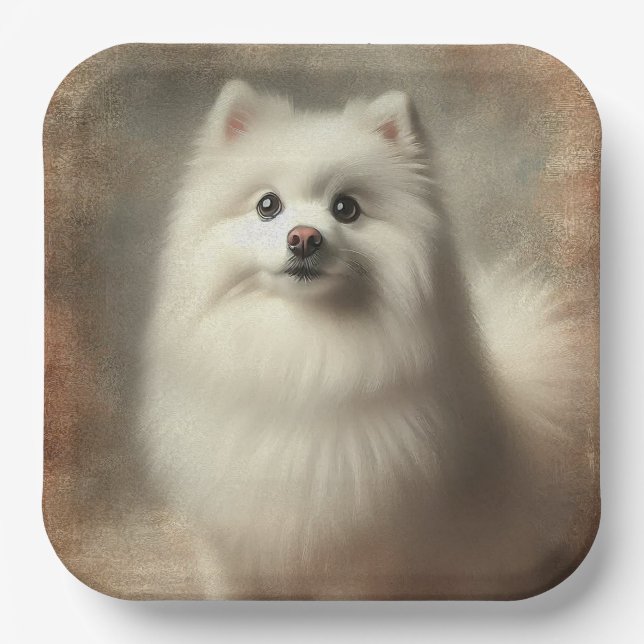Amerikanischer Eskimo-Hund Pappteller (Vorderseite)