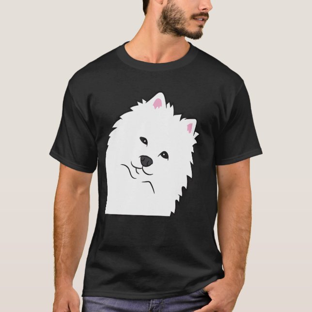 Amerikanischer Eskimo-Hund pinkelt aus dem Niedlic T-Shirt (Vorderseite)