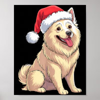 Amerikanischer Eskimo-Hund Weihnachten Santa Hut H