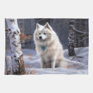 Amerikanischer Eskimo Lass es schneien Weihnachten Geschirrtuch