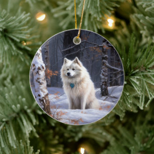 Amerikanischer Eskimo Lass es schneien Weihnachten Keramik Ornament