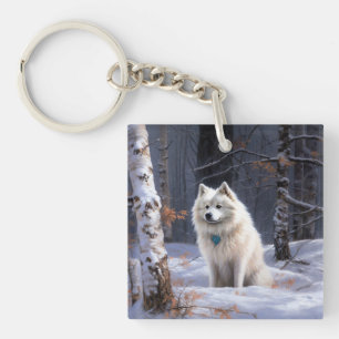 Amerikanischer Eskimo Lass es schneien Weihnachten Schlüsselanhänger