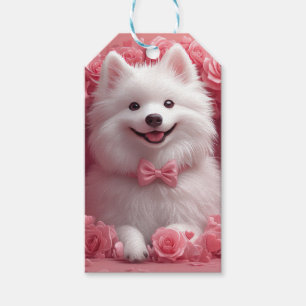 Amerikanischer Eskimo mit Rosen - Valentinstag Geschenkanhänger