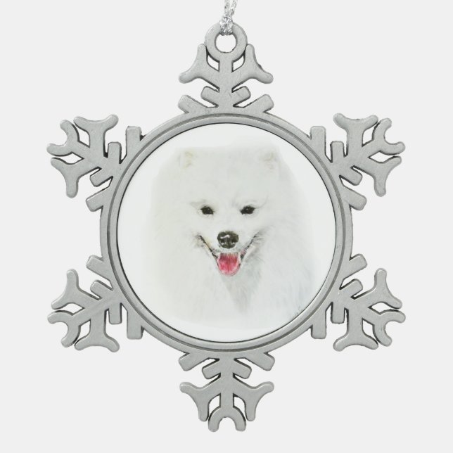 Amerikanischer Eskimo Schneeflocken Zinn-Ornament (Vorderseite)