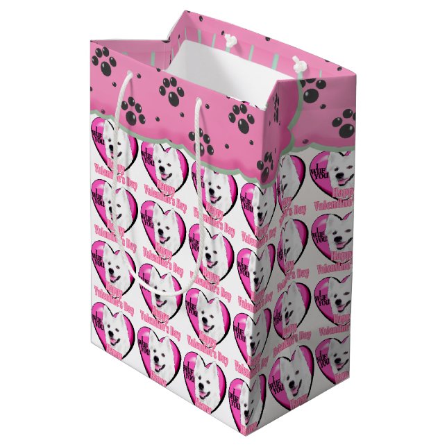 Amerikanischer Eskimo-Valentinstag Mittlere Geschenktüte (Rückseite Schrägansicht)