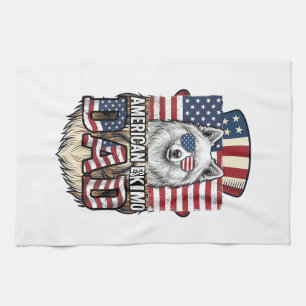Amerikanischer Eskimo-Vater Patriotischer Vintage- Geschirrtuch