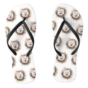 Amerikanischer Eskimo-Weihnachtskranz Festiver Hun Flip Flops
