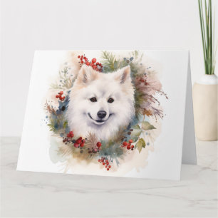 Amerikanischer Eskimo-Weihnachtskranz Festiver Hun Karte