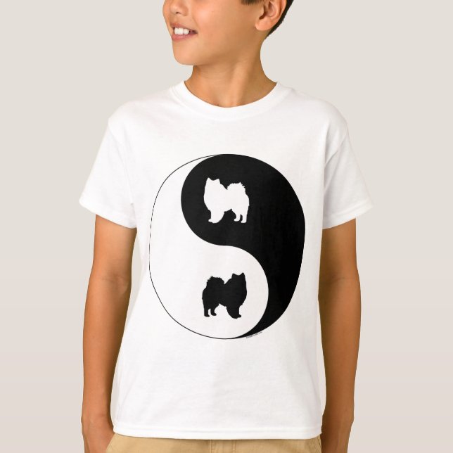 Amerikanischer Eskimohund Yin Yang T-Shirt (Vorderseite)