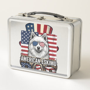 Amerikanischer Eskimovater Patriotischer Vintage-H Metall Brotdose
