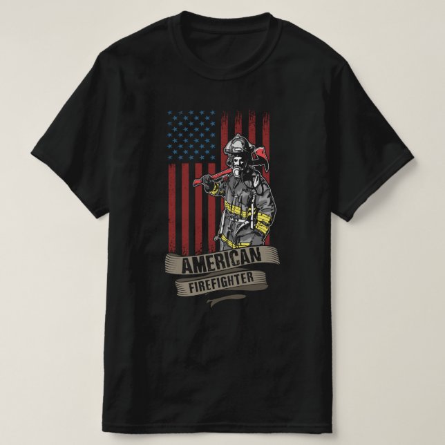 amerikanischer Feuerwehrmann T-Shirt (Design vorne)