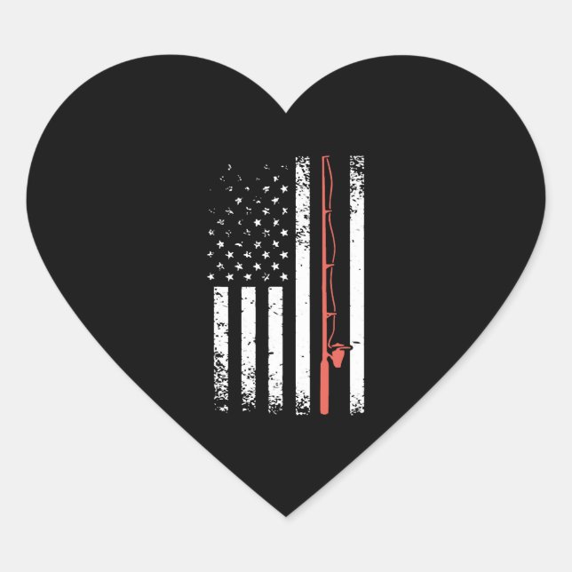 AMERIKANISCHER FLAG-FISCHEREIPOLE Herz-Aufkleber (Vorderseite)