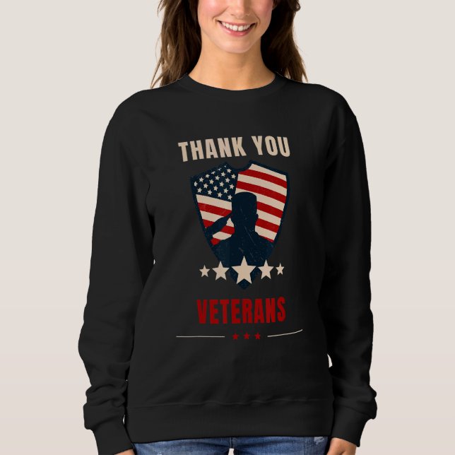 AMERIKANISCHER FLAG VETERAN TAG DANK IHNEN VETERAN SWEATSHIRT (Vorderseite)