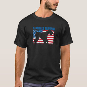 Amerikanischer Flagge Airedale Terrier T-Shirt