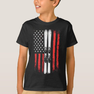Amerikanischer Flagge Alpinski Skifahrer T-Shirt