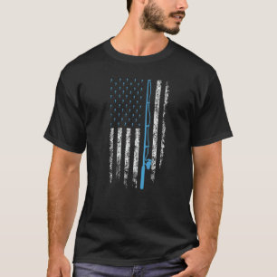 Amerikanischer Flagge Angel Vintage Bass Angelrut T-Shirt