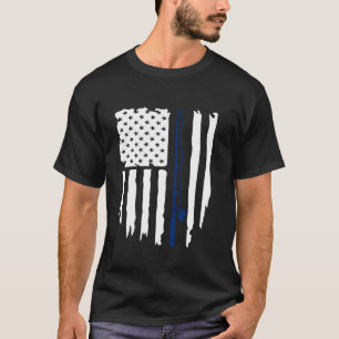 Amerikanischer Flagge Angelnd  Vintage Usa Bass An T-Shirt