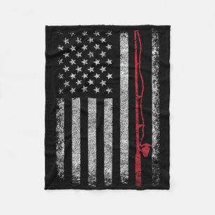 Amerikanischer Flagge Angelrute Angler Vintage Fi Fleecedecke