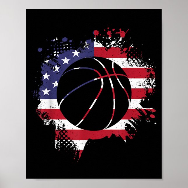 Amerikanischer Flagge Basketballspieler  Poster (Vorne)