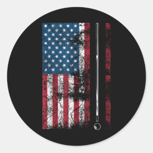 Amerikanischer Flagge Billardstock Süßes Tischspie Runder Aufkleber