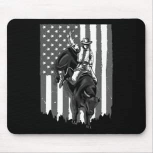 Amerikanischer Flagge Bull Riding Cowboy 4. Juli P Mousepad