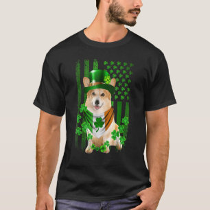 Amerikanischer Flagge Corgi Hundehut irischer St. T-Shirt