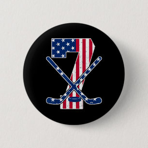 Amerikanischer-Flagge-Eishockeyliebhaber 7. Geburt Button