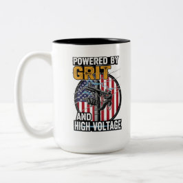 Amerikanischer-Flagge-Elektriker-Geschenk Zweifarbige Tasse