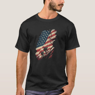 Amerikanischer Flagge Felsenklettern Bergsteiger T-Shirt