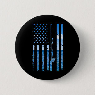 Amerikanischer Flagge Fisch Angler Fischer Lustig Button