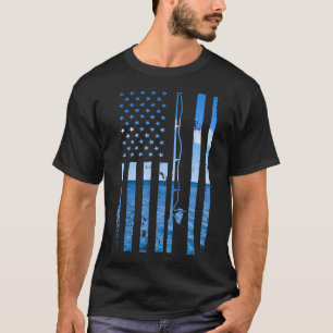 Amerikanischer Flagge Fisch Angler Fischer Lustig T-Shirt