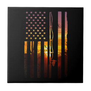 Amerikanischer Flagge Fisch Fischer Fischer Lustig Fliese